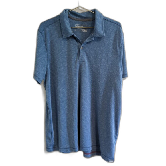 Eddie Bauer Men's XL Blue Heathered Active Fit Short Sleeve Polo Shirt - Picture 1 of 7